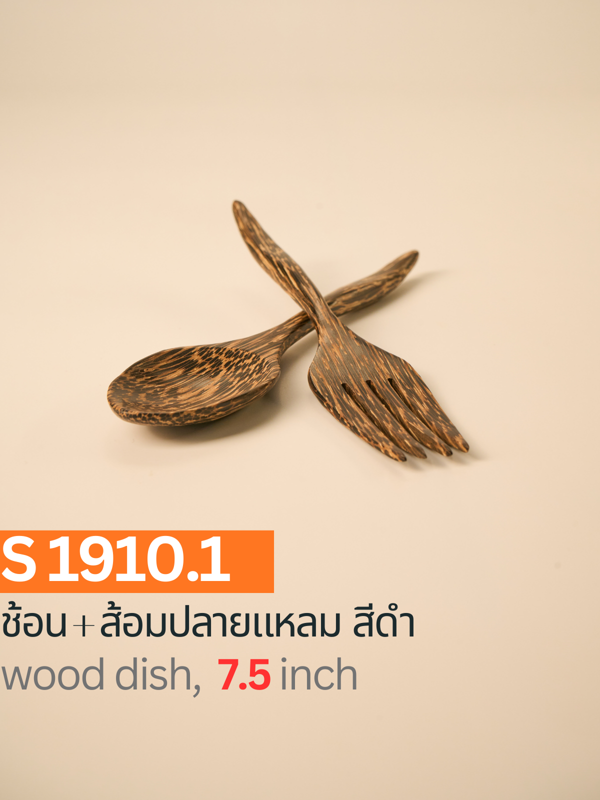 ช้อน + ส้อมปลายแหลม สีดำ