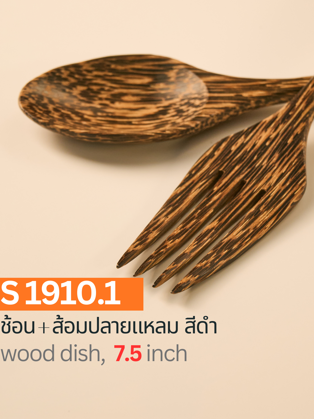 ช้อน + ส้อมปลายแหลม สีดำ